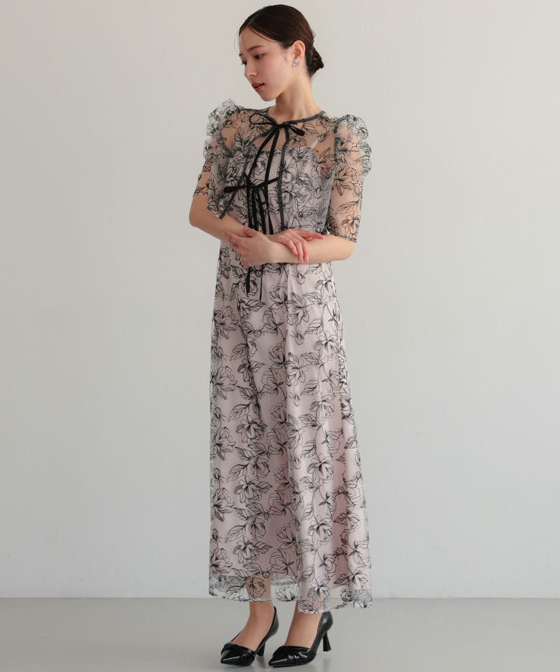 Select Shop シアーレースボレロセットアップドレス ベージュ系 | 結婚