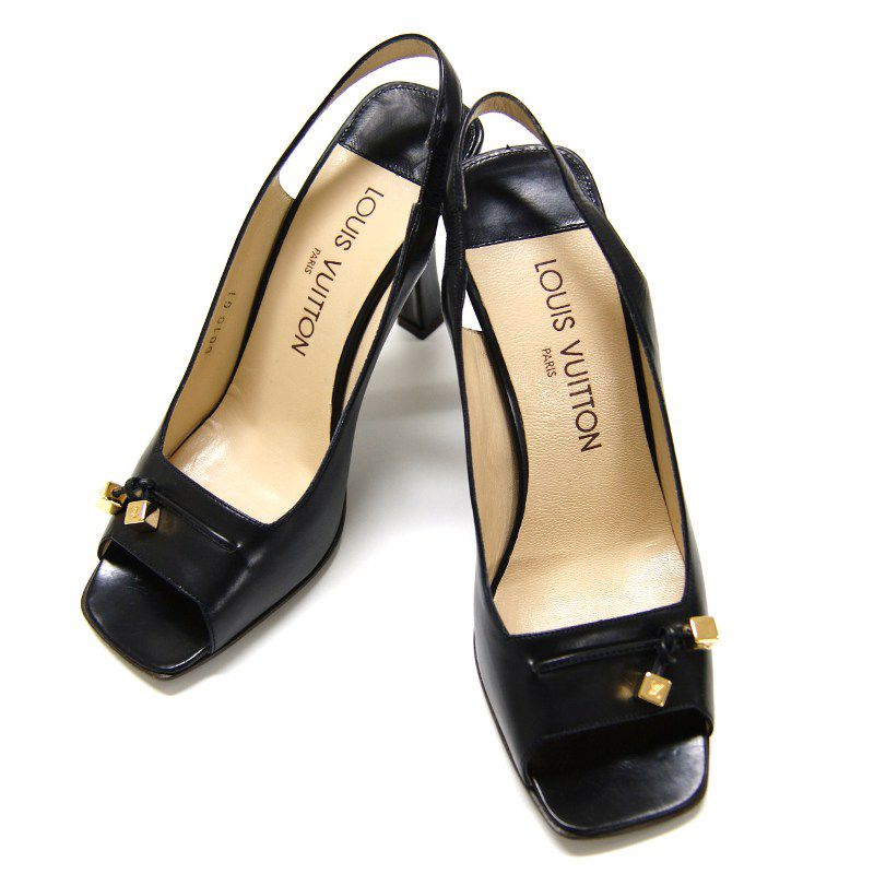 Miu Miu クリスタルビジュー付オープントゥパンプス ブラック系 | 結婚