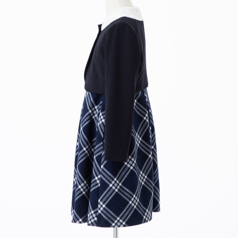 BeBe 【キッズスーツ2点SET】べべ ジャケット+チェックワンピース