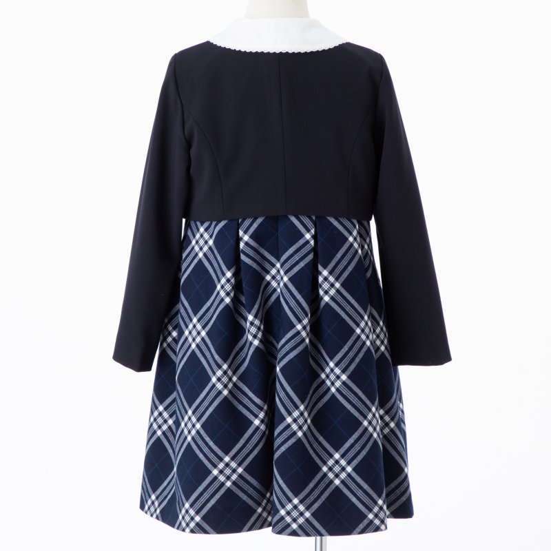 BeBe 【キッズスーツ2点SET】べべ ジャケット+チェックワンピース