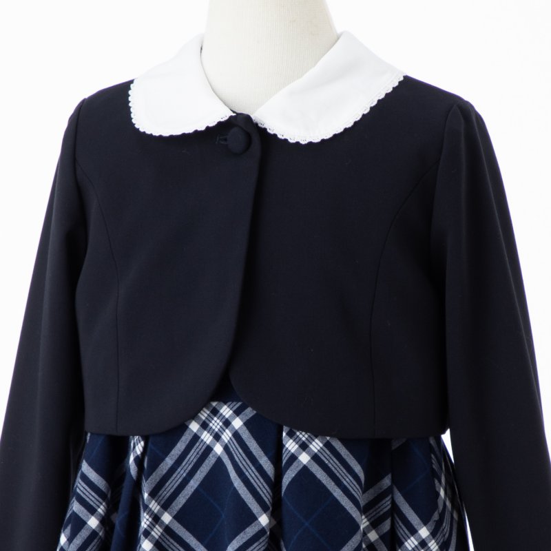 BeBe 【キッズスーツ2点SET】べべ ジャケット+チェックワンピース