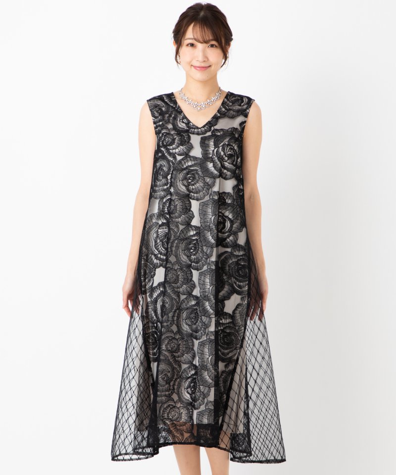CELFORD セルフォード シャイニーシフォンケープドレス ブラック系