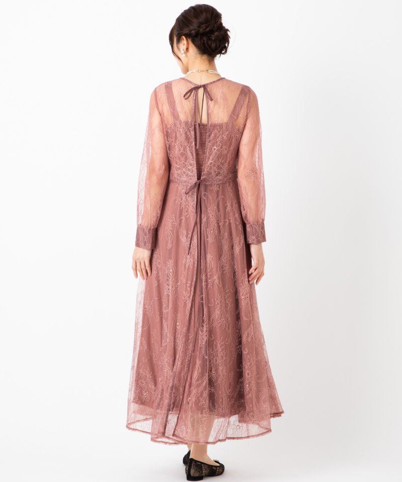 Aimer エメ ロングレース2WAYドレス ピンク系 | 結婚式パーティーの