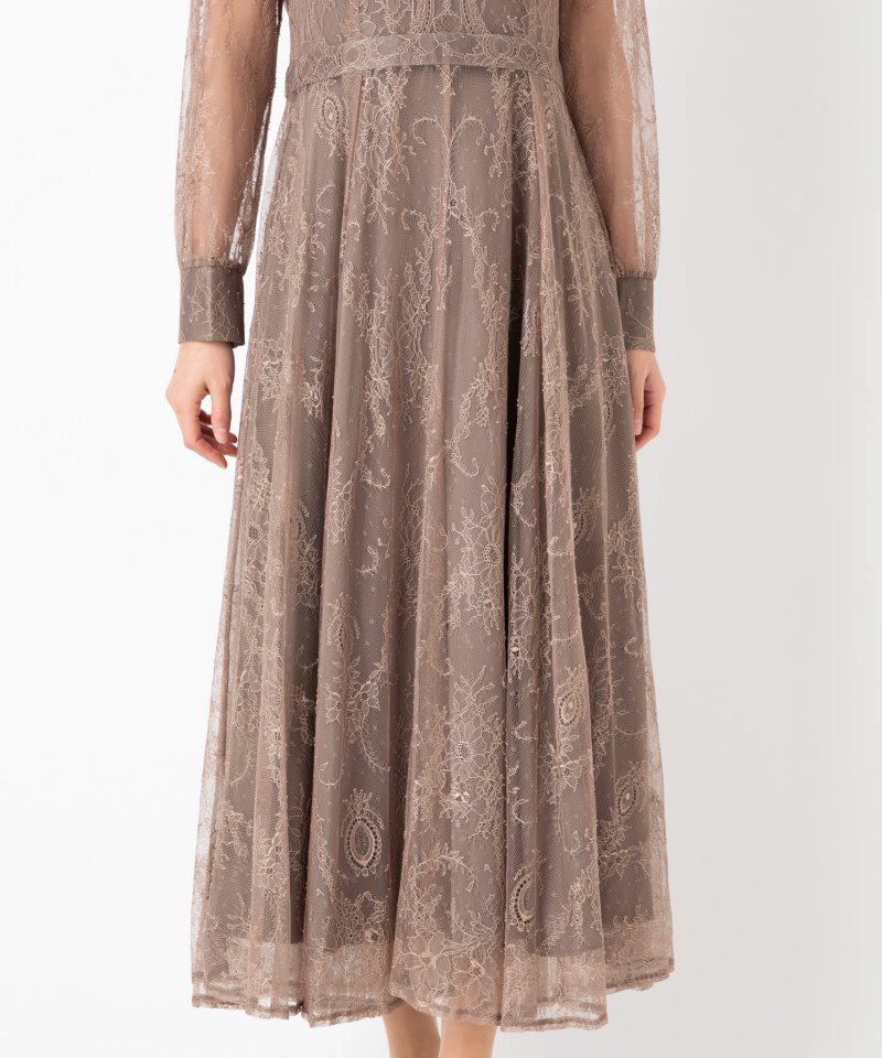 Aimer エメ ロングレース2WAYドレス ブラウン系 x ベージュ系 | 結婚式