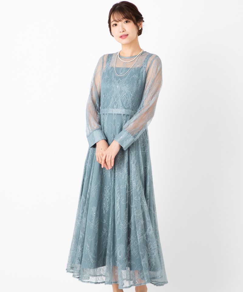 Aimer エメ ロングレース2WAYドレス ブラウン系 x ベージュ系 | 結婚式
