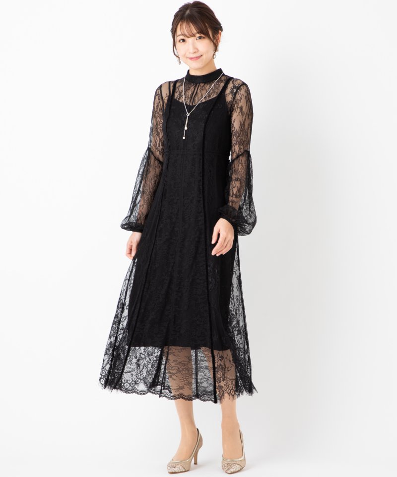 FRAY I.D フレイアイディー コンビネーションレースドレス ブラック系