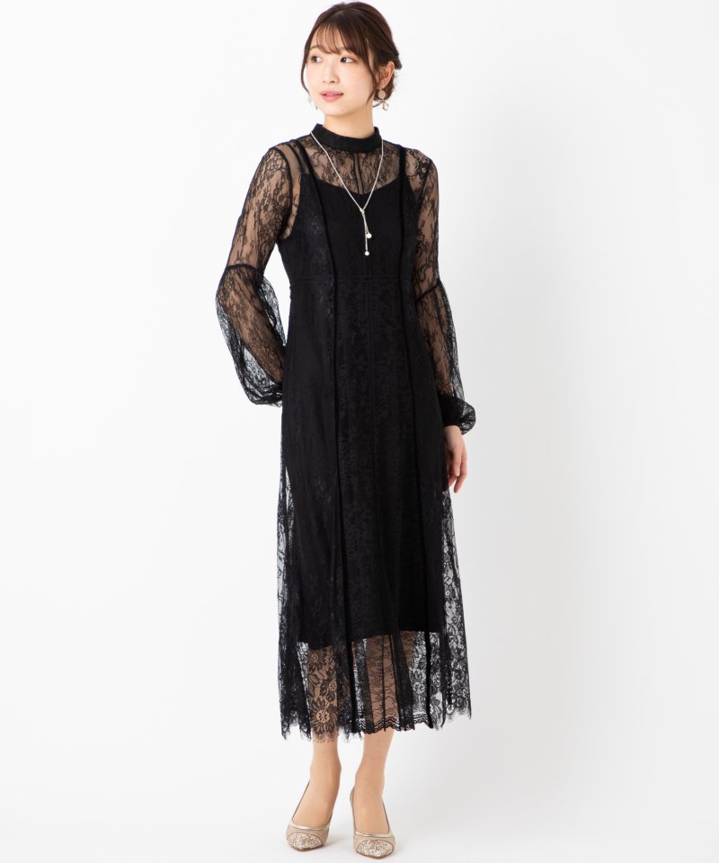 FRAY I.D フレイアイディー コンビネーションレースドレス ブラック系