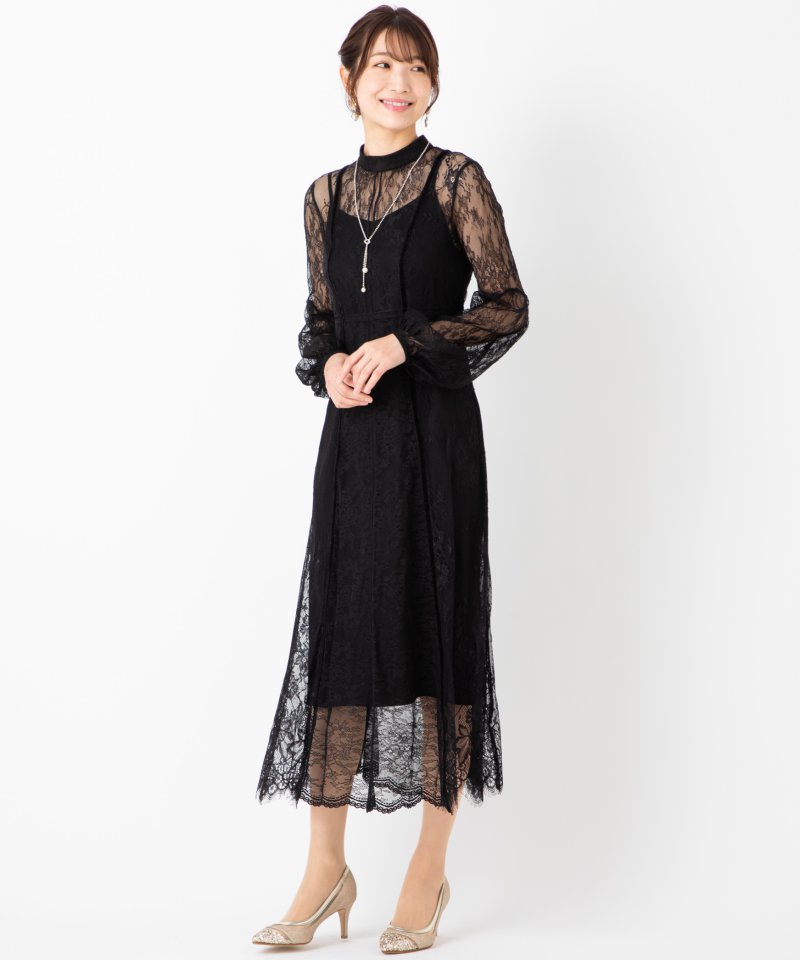 FRAY I.D フレイアイディー コンビネーションレースドレス ブラック系