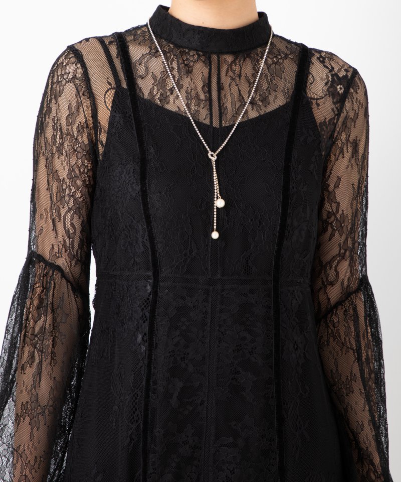 FRAY I.D フレイアイディー コンビネーションレースドレス ブラック系