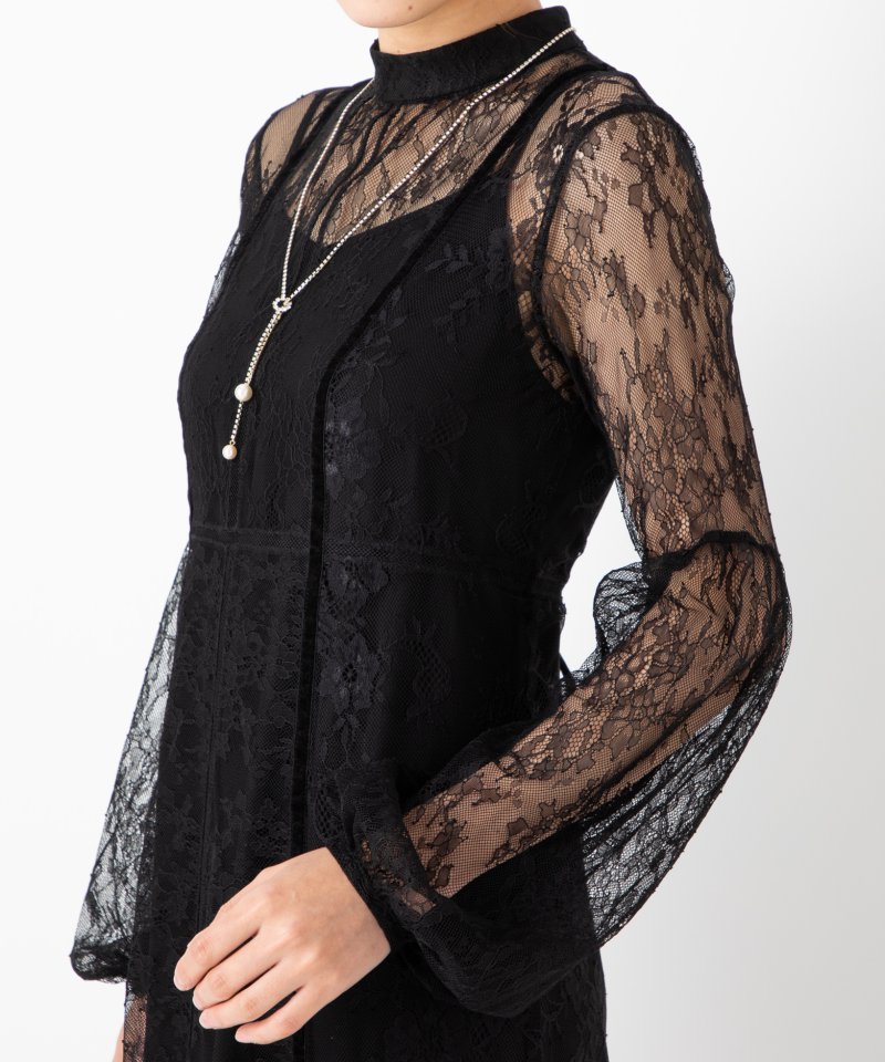 FRAY I.D フレイアイディー コンビネーションレースドレス ブラック系