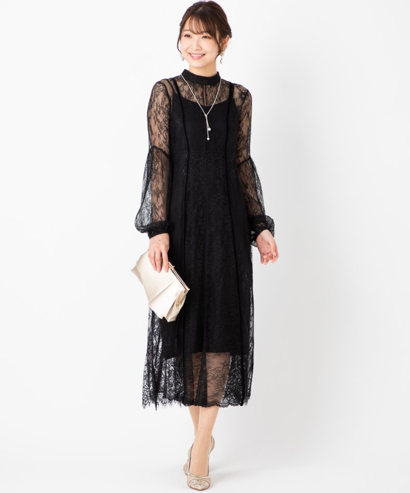 FRAY I.D フレイアイディー コンビネーションレースドレス ブラック系