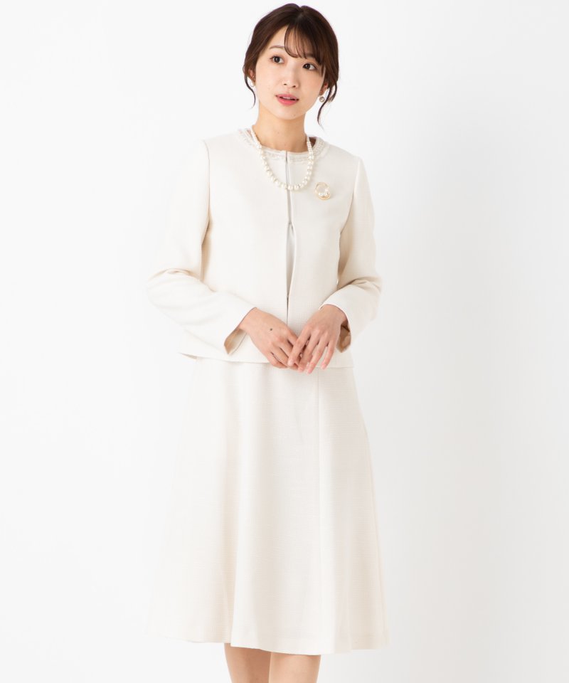 CELFORD セルフォード リボンタイ付きプリーツワンピース ベージュ系