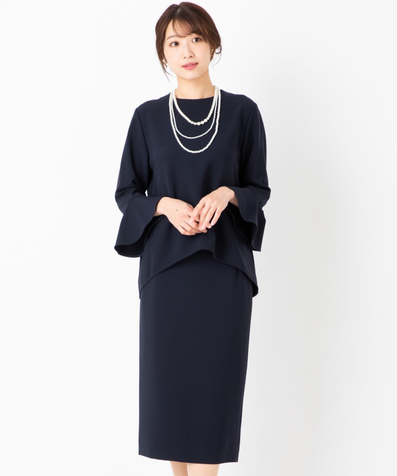Demi-Luxe BEAMS 【プレミアムスーツ2点SET】ラッフルスリーブブラウス