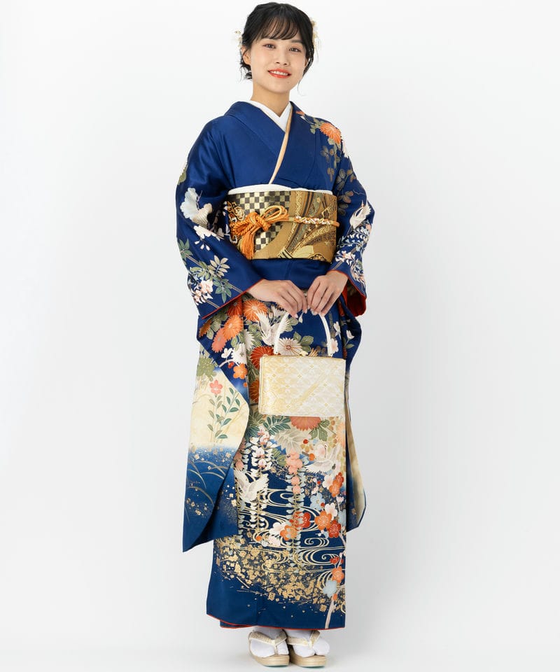 Select Shop 【振袖】鶴に四季草花 ネイビー系 | 結婚式パーティーの