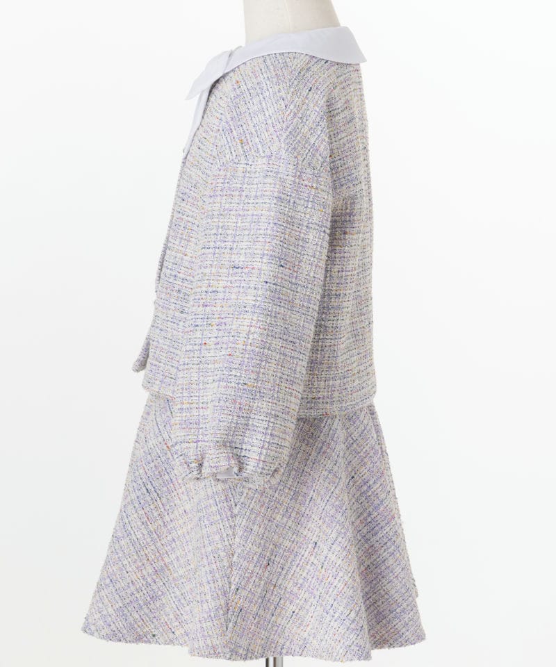 Select Shop 【キッズスーツ3点SET】ノーカラーツイードセットアップ