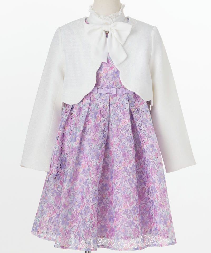 CHOPIN 【キッズスーツ3点SET】チュールフラワーアンサンブル パープル