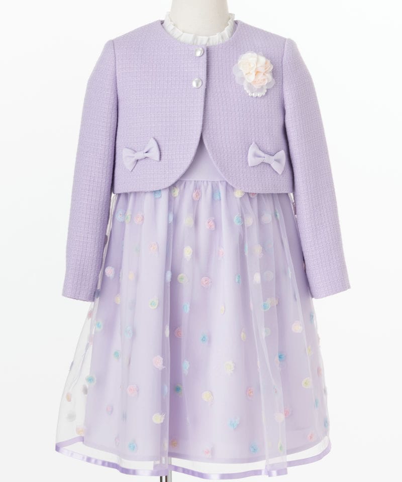 CHOPIN 【キッズスーツ3点SET】チュールフラワーアンサンブル パープル