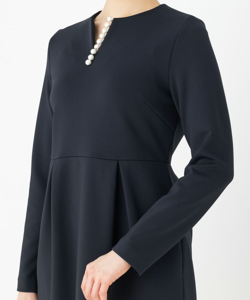 ユナイテッドアローズパールモチーフワンピース40 UNITED ARROWS - 【BLACK】【L（40）】SPONGY パールモチーフ スリット