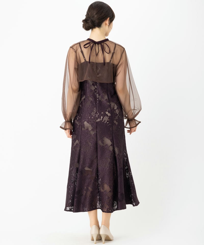 etoll. エトル 3wayシフォンボレロ&レースキャミドレス ブラウン系