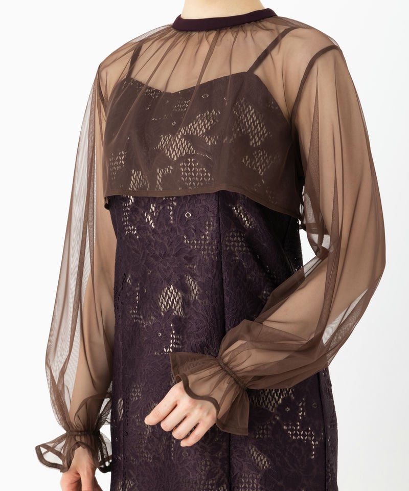 etoll. エトル 3wayシフォンボレロ&レースキャミドレス ブラウン系