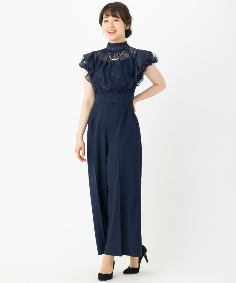 RUIRUE BOUTIQUE ルイルエブティック バックリボンレースコンビパンツ