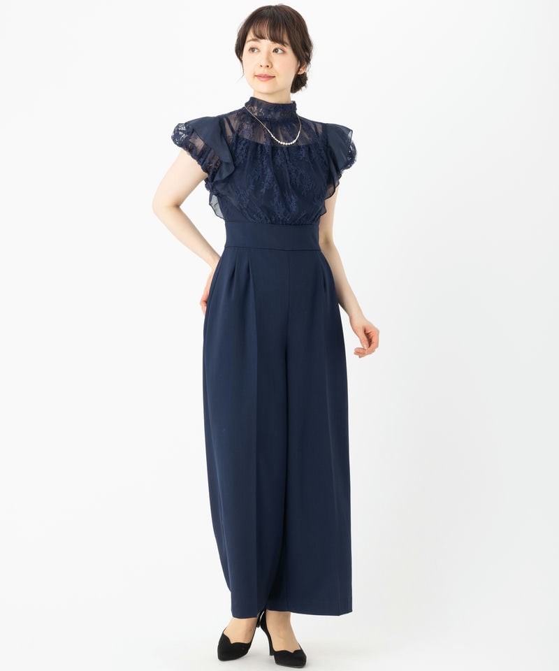 RUIRUE BOUTIQUE ルイルエブティック バックリボンレースコンビパンツ