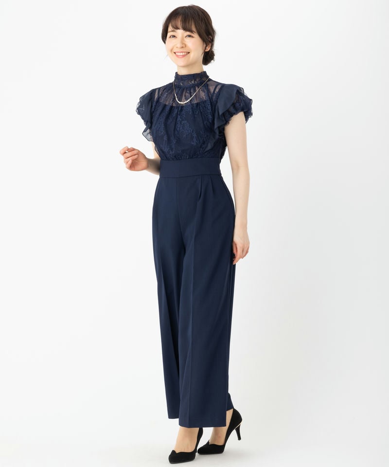 RUIRUE BOUTIQUE ルイルエブティック バックリボンレースコンビパンツ