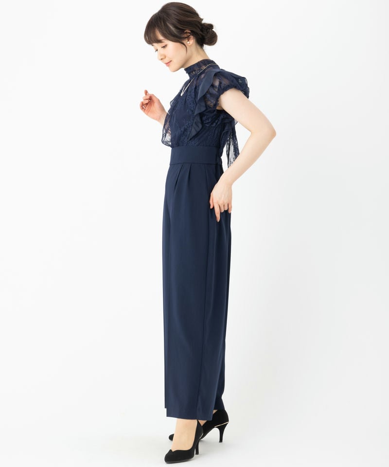 RUIRUE BOUTIQUE ルイルエブティック バックリボンレースコンビパンツ