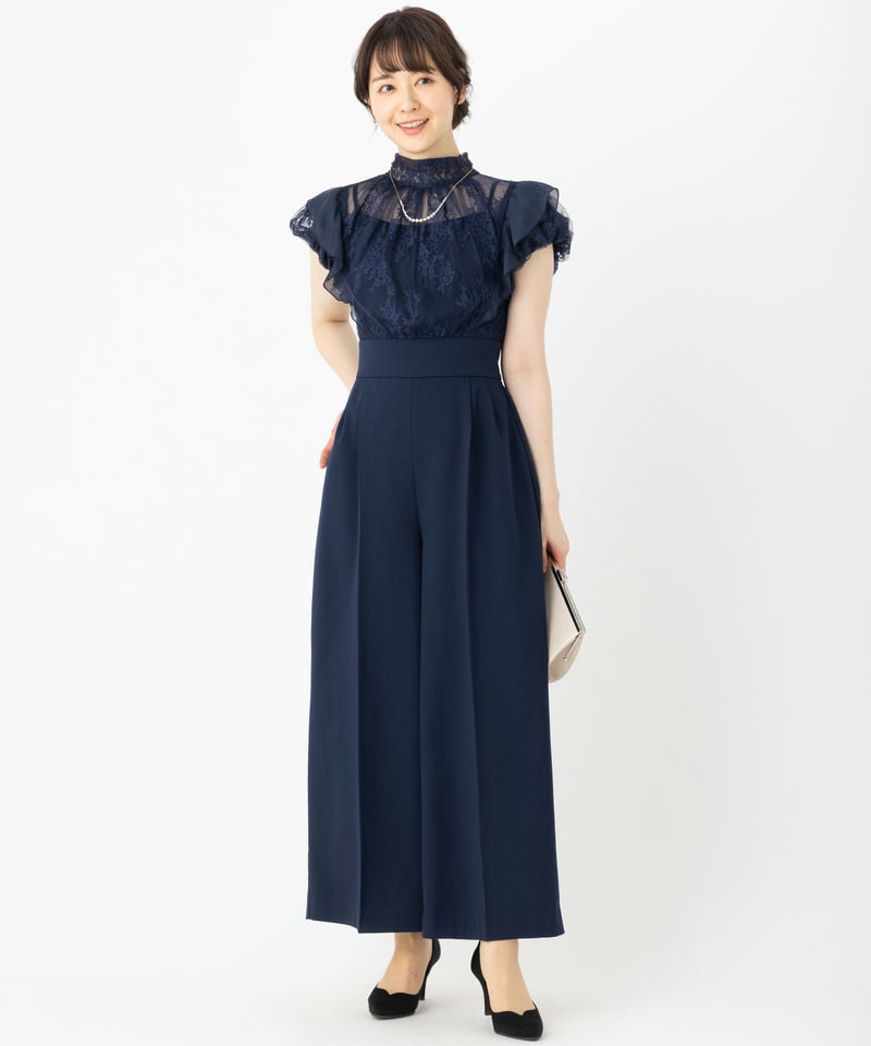 RUIRUE BOUTIQUE ルイルエブティック バックリボンレースコンビパンツ