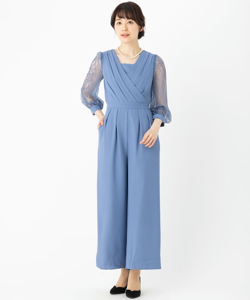 Aimer エメ 袖付きカシュクールオールインワン ブルー系 | 結婚式