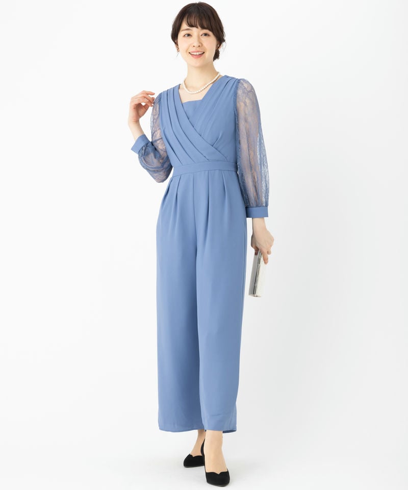 Aimer エメ 袖付きカシュクールオールインワン ブルー系 | 結婚式