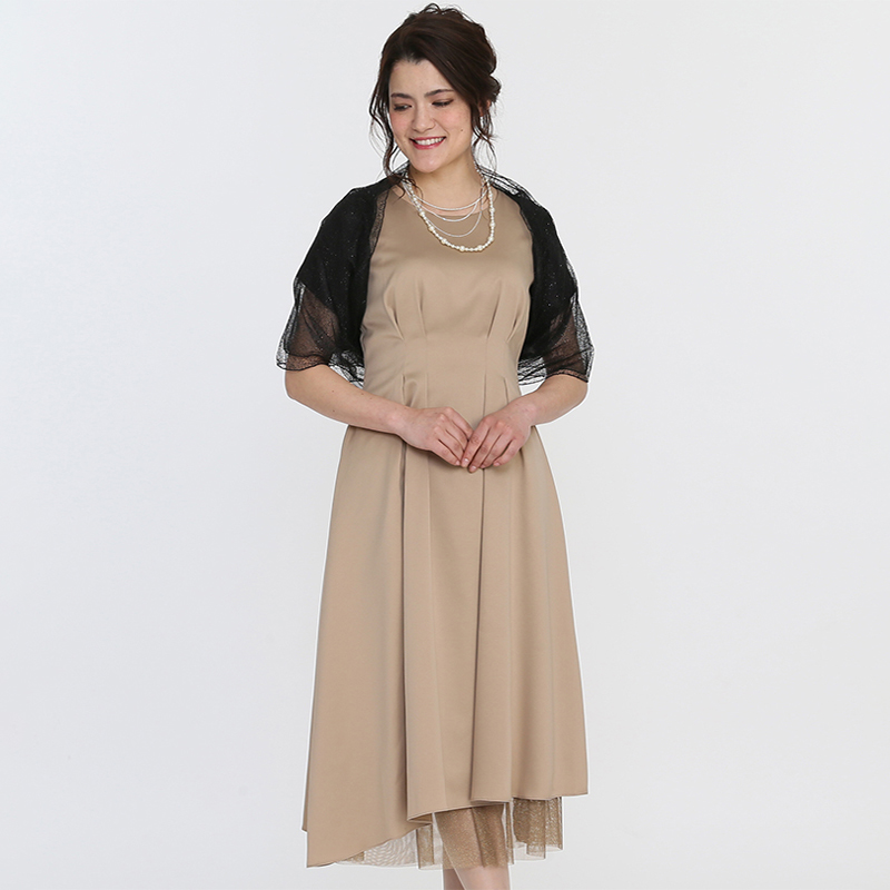 form forma 【ドレス3点SET】裾チュール ベージュ系 x ゴールド系