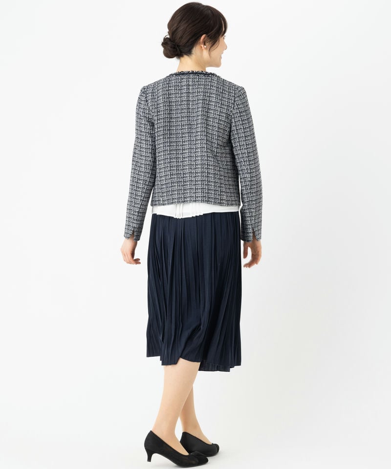 any FAM 【プレミアムスーツ3点SET】ラメツイードジャケット+プリーツ