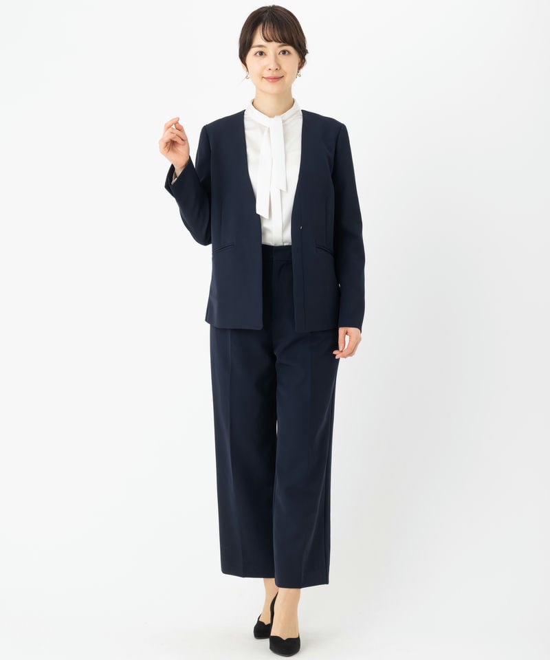 any SiS 【スーツ3点SET】ダブルクロスノーカラージャケット+ワイド