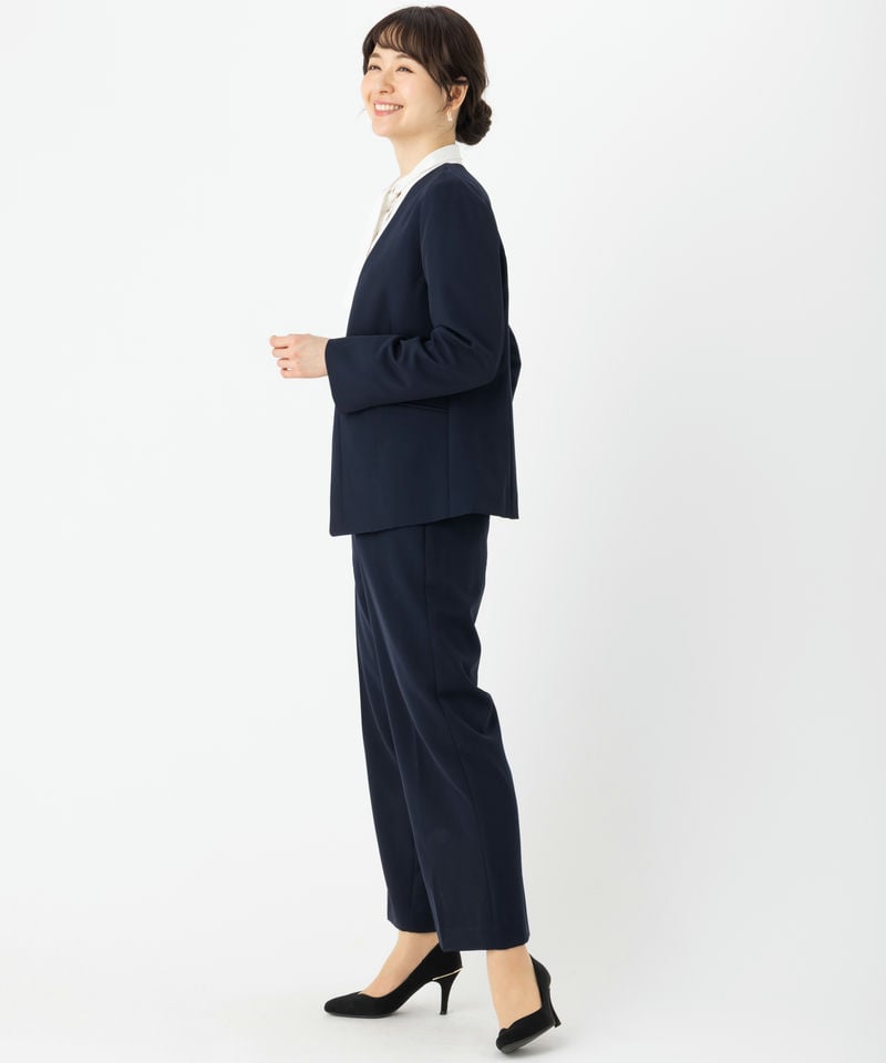 OPAQUE.CLIP 【スーツ3点SET】ノーカラーVネックジャケット&ワイド