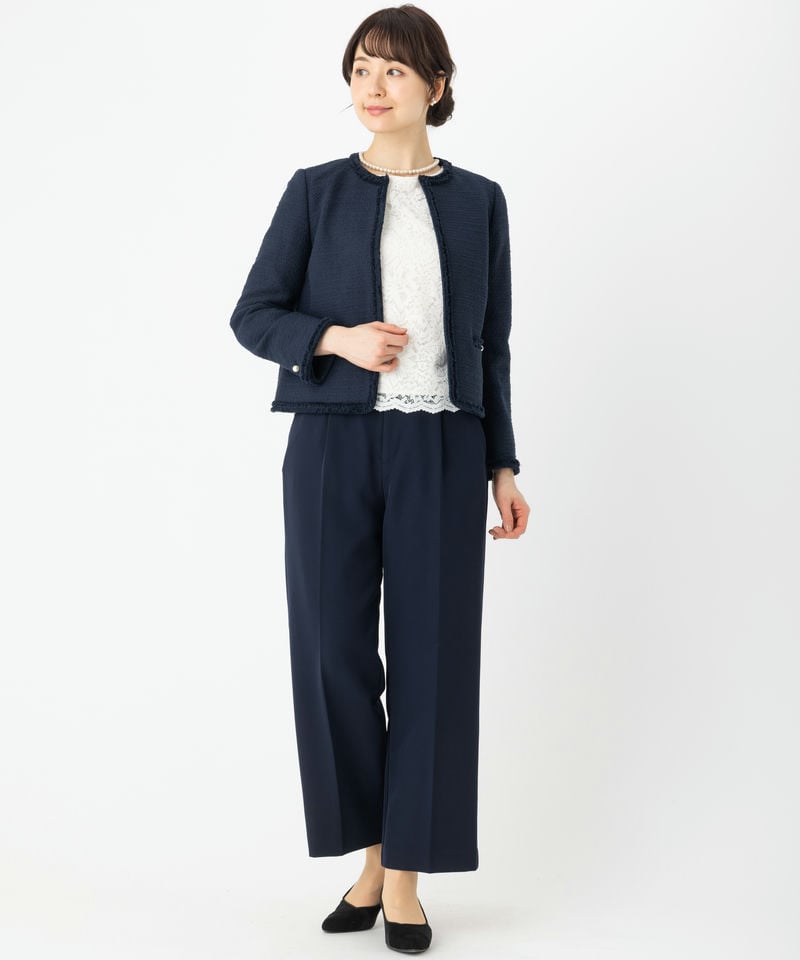 any SiS 【スーツ3点SET】ダブルクロスノーカラージャケット+ワイド