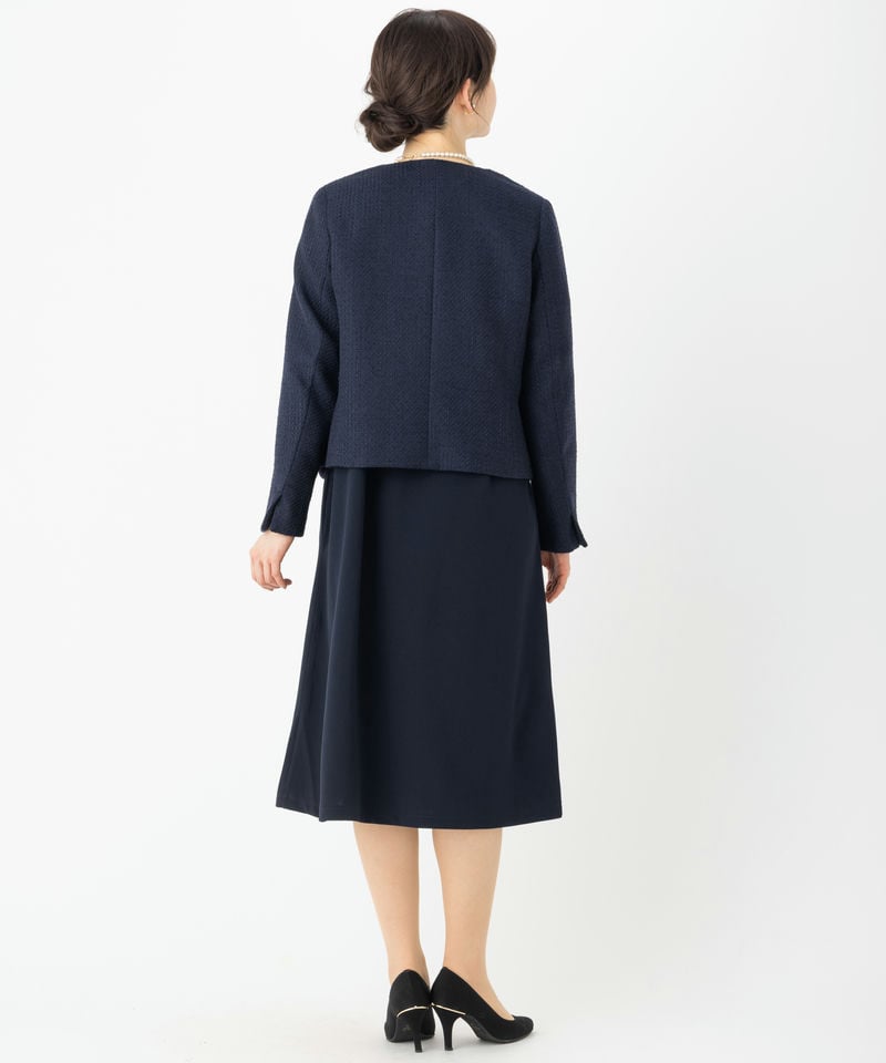 【2点セット】MELROSE ツイードジャケット M MELROSE claire 【スーツ2点SET】スラブツイードジャケット&ワンピース