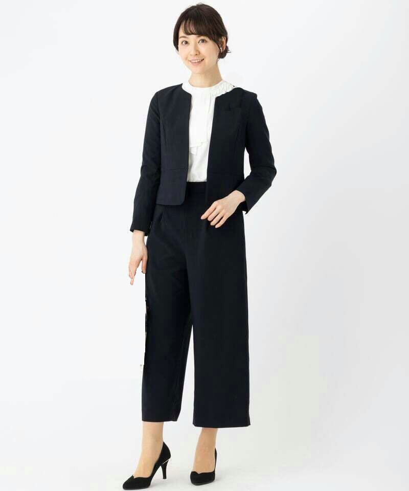 any SiS 【スーツ3点SET】ダブルクロスノーカラージャケット+ワイド