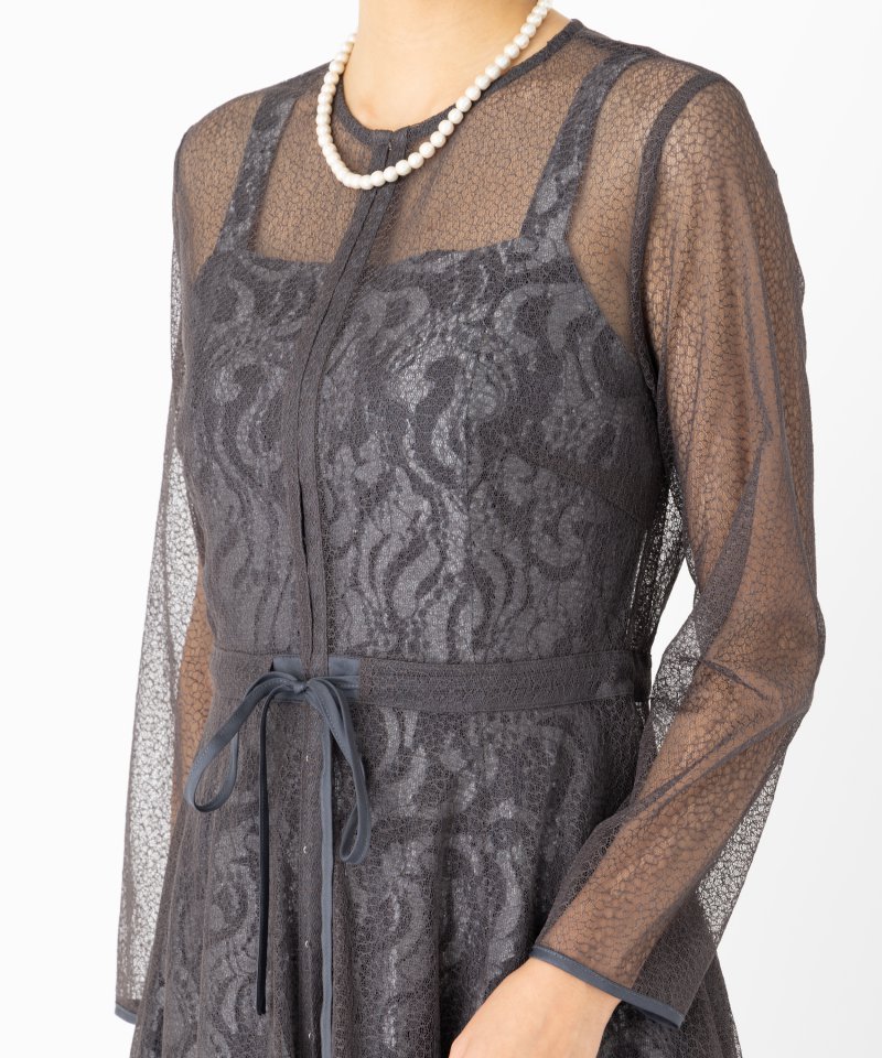 etoll. エトル 幾何学チュールジャガードドレス その他 x グレー系