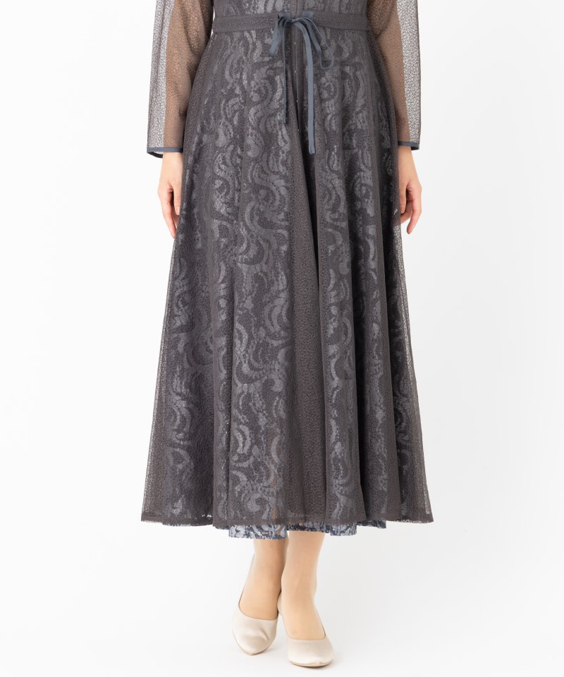 etoll. エトル 幾何学チュールジャガードドレス その他 x グレー系