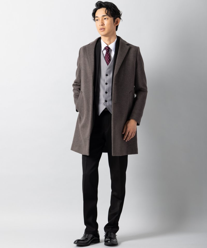 BEAUTY&YOUTH ソリッド 120S メルトン チェスターコート BEAUTY&YOUTH ソリッド120S・メルトンチェスターコート グレー系