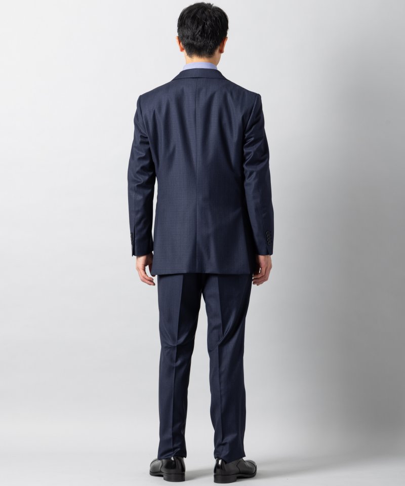 Select Shop [LR11]ロロピアーナ・チェック柄2ピーススーツ ネイビー系