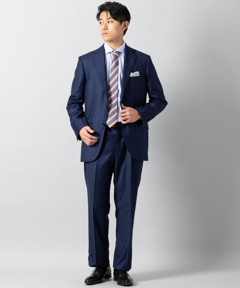 Select Shop [LR13]ロロピアーナ・チェック柄2ピーススーツ ネイビー系