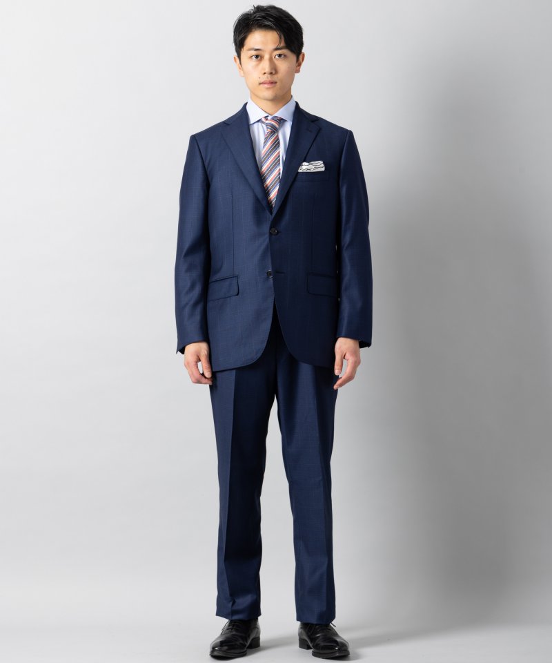 Select Shop [LR13]ロロピアーナ・チェック柄2ピーススーツ ネイビー系