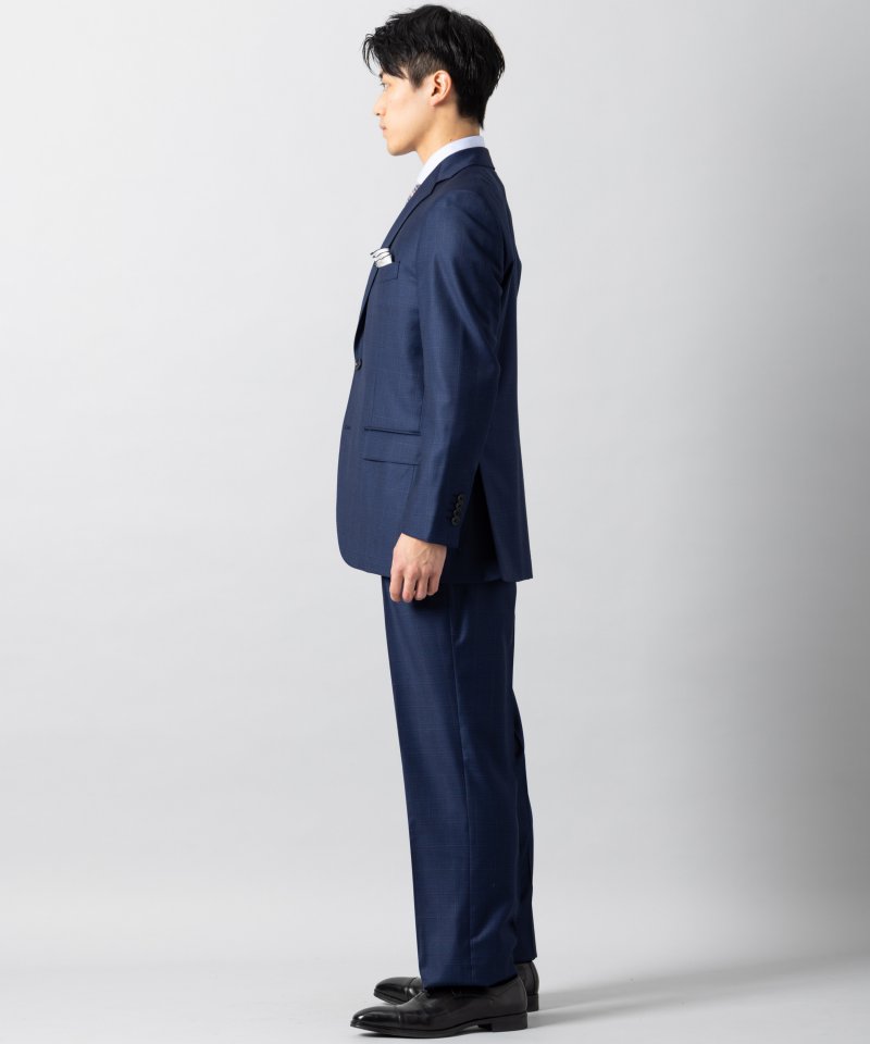 Select Shop [LR13]ロロピアーナ・チェック柄2ピーススーツ ネイビー系