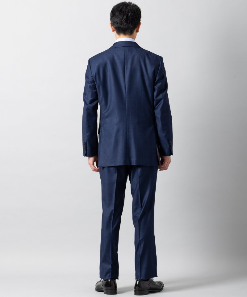 Select Shop [LR13]ロロピアーナ・チェック柄2ピーススーツ ネイビー系