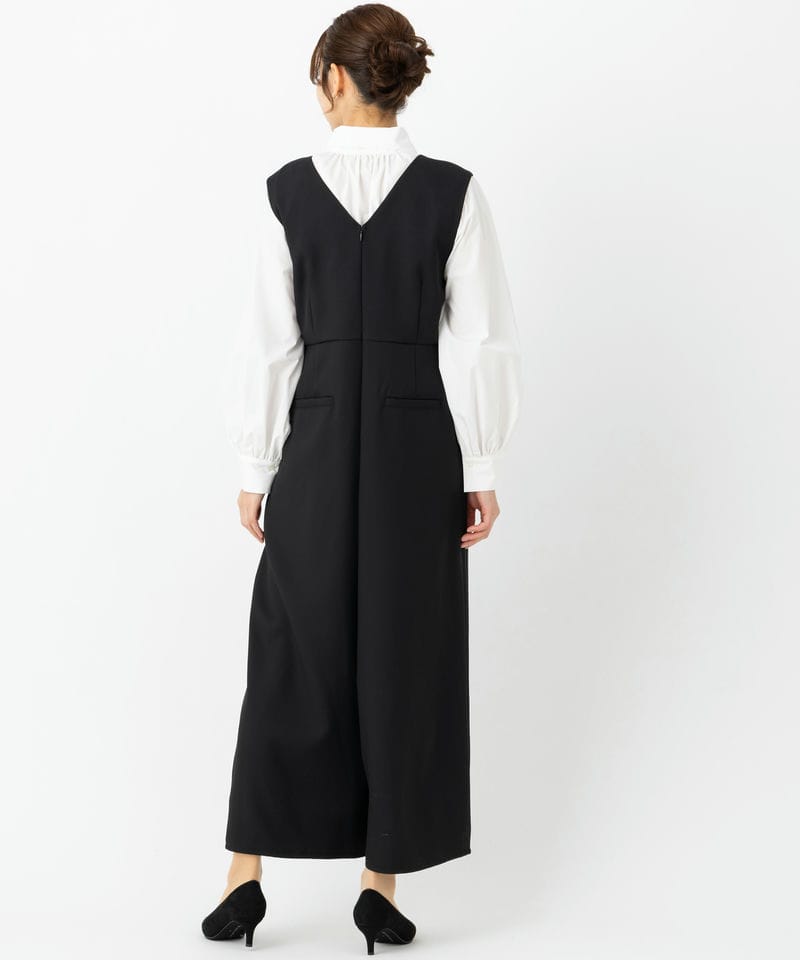 B:MING by BEAMS 【スーツ2点SET】Vネックサロペット&ボウタイブラウス