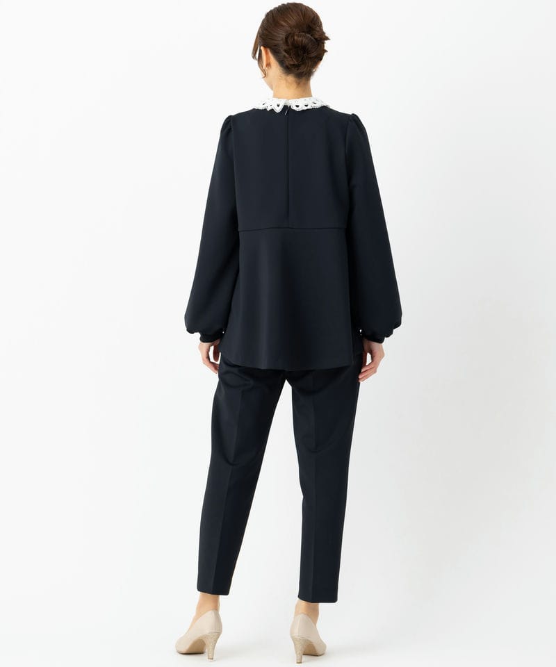 UNITED ARROWS 【プレミアムスーツ2点SET】刺繍襟ペプラムトップス
