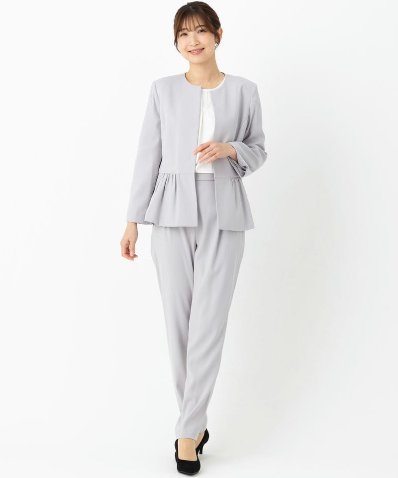 Select Shop 【スーツ3点セット】ジャケット+パンツ+ブラウス グレー系