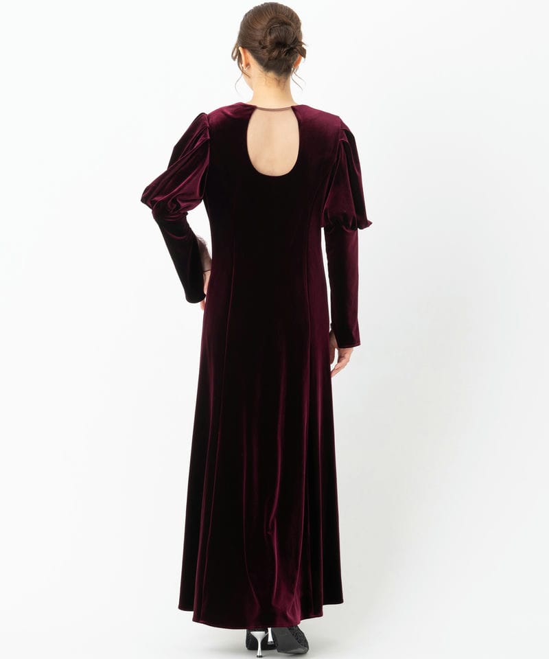 Ameri VINTAGE アメリヴィンテージ ベロアパフスリーブドレス レッド系